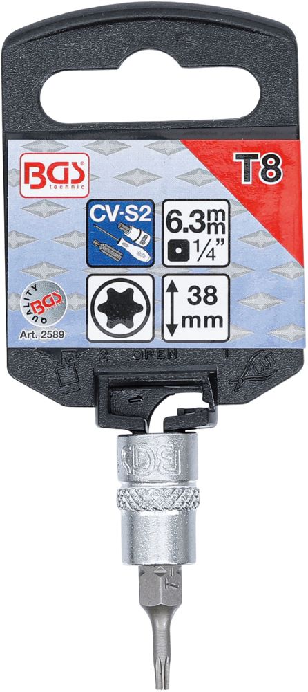 Produktbild BGS Bit Einsatz T8 Antrieb Innenvierkant 6,3 mm 1/4 Zoll bild 2