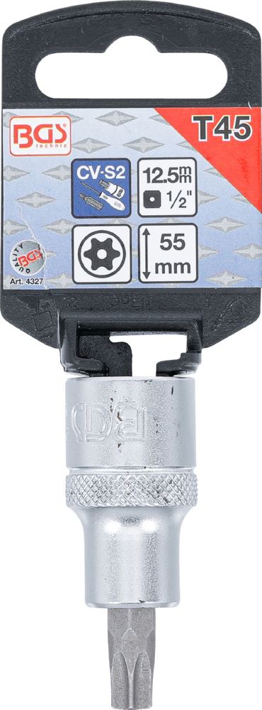 Produktbild Bit Einsatz 1/2 Zoll T-Profil T45 Antrieb Innenvierkant 12,5 mm bild 2