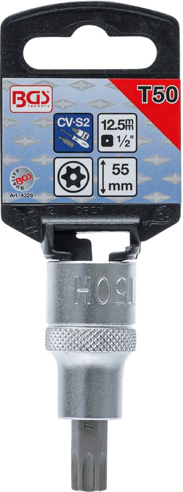 Produktbild Bit Einsatz 1/2 Zoll T-Profil T50 Antrieb Innenvierkant 12,5 mm bild 2