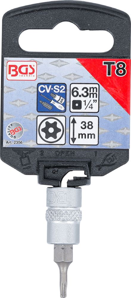Produktbild BGS Bit Einsatz T-Profil T8 Antrieb Innenvierkant 6,3 mm 1/4 Zoll bild 2