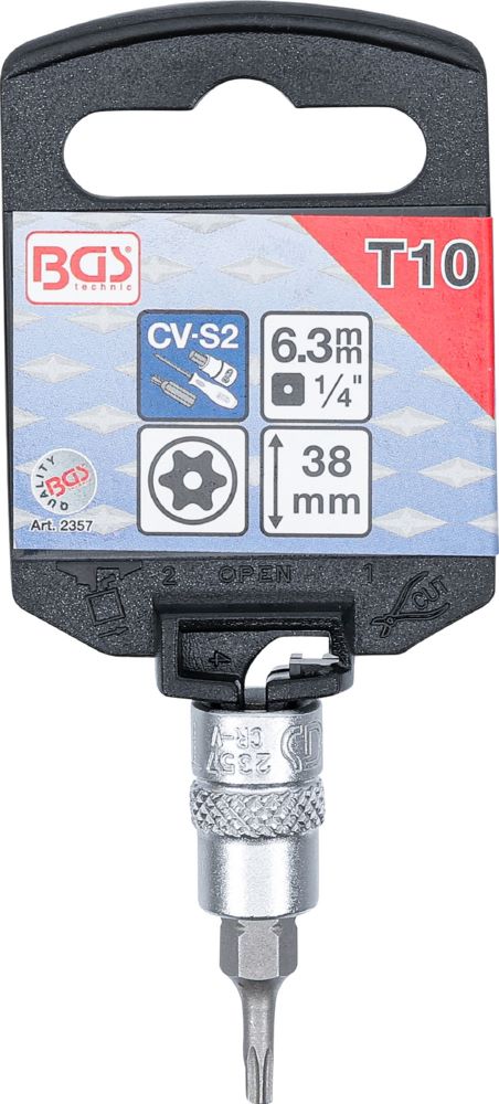 Produktbild BGS Bit Einsatz T-Profil T10 Antrieb Innenvierkant 6,3 mm 1/4 Zoll bild 2