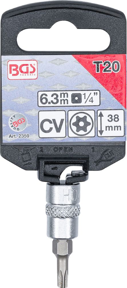 Produktbild BGS Bit Einsatz T-Profil T20 Antrieb Innenvierkant 6,3 mm 1/4 Zoll bild 2