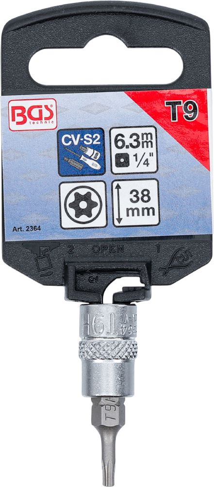 Produktbild BGS Bit Einsatz T9 Antrieb Innenvierkant 6,3 mm 1/4 Zoll bild 2