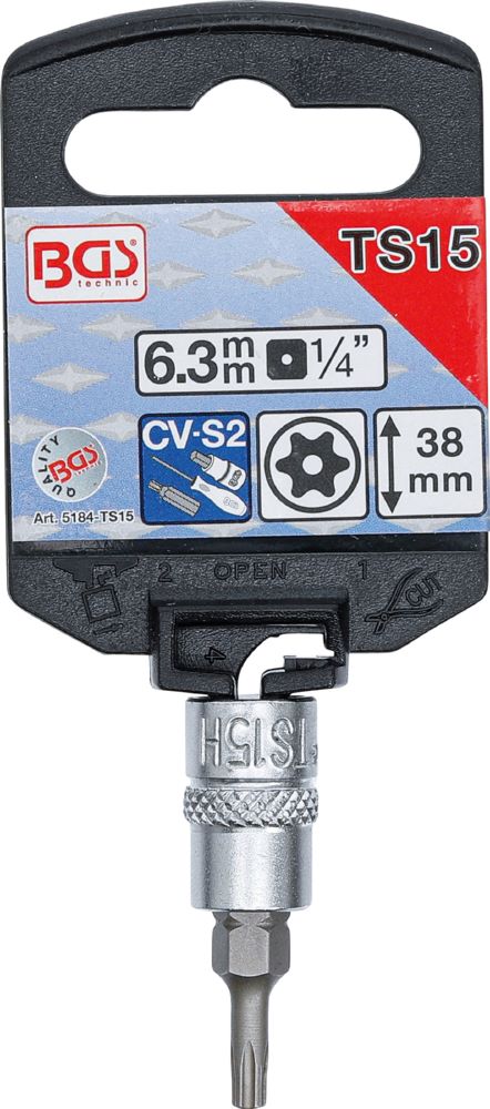 Produktbild BGS Bit Einsatz TS Plus TS15 Antrieb Innenvierkant 6,3 mm 1/4 Zoll