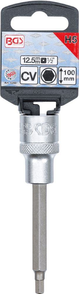 Produktbild Bit Einsatz Innensechskant 5 mm Länge 100 mm Antrieb Innenvierkant 12,5 mm bild 2