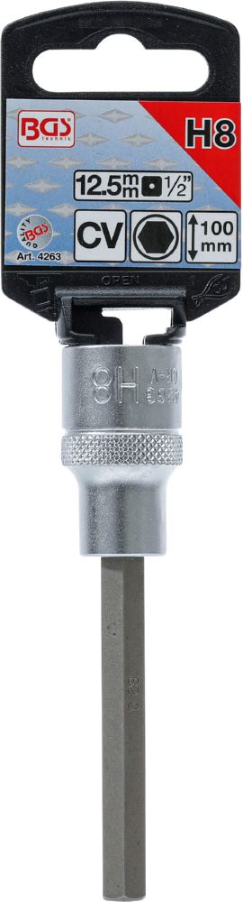Produktbild Bit Einsatz Innensechskant 8 Länge 100 mm Antrieb Innenvierkant 12,5 mm 1/2 Zoll bild 2