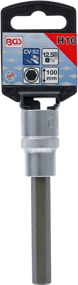 Produktbild Bit Einsatz Innensechskant 10 Länge 100 mm Antrieb Innenvierkant 12,5 mm bild 2