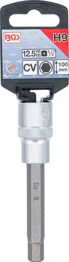 Produktbild Bit Einsatz Innensechskant 9 Länge 100 mm Antrieb Innenvierkant 12,5 mm bild 2