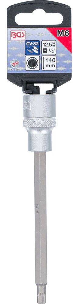 Produktbild Bit Einsatz Innenvielzahn M6 Länge 140 mm Antrieb Innenvierkant 12,5 mm bild 2