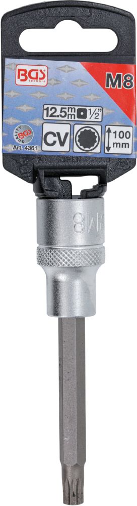 Produktbild Bit Einsatz Innenvielzahn M8 Länge 100 mm Antrieb Innenvierkant 12,5 mm bild 2