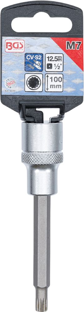 Produktbild Bit Einsatz Innenvielzahn M7 Länge 100 mm Antrieb Innenvierkant 12,5 mm bild 2