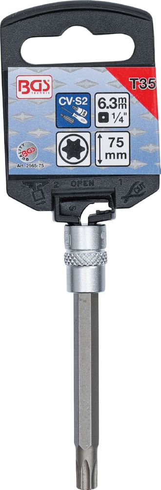 Produktbild BGS Bit Einsatz Länge 75 mm T35 Antrieb Innenvierkant 6,3 mm 1/4 Zoll bild 2
