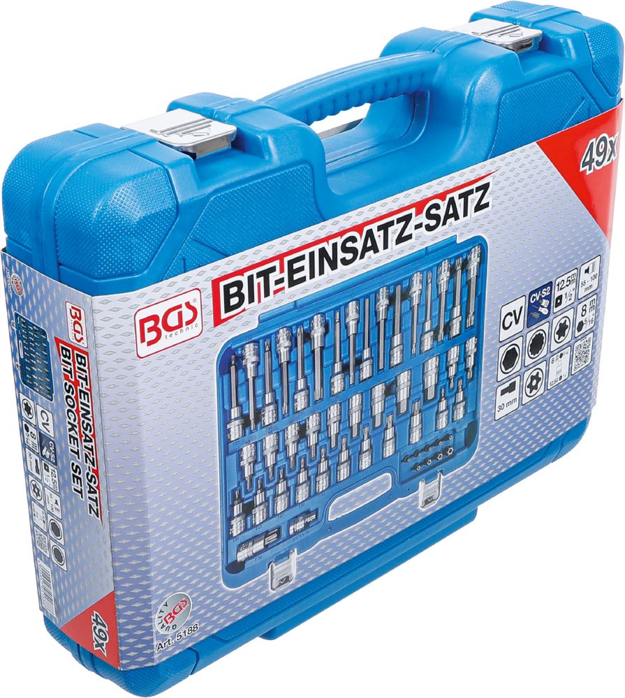 Produktbild Bit Einsatz Satz Innenvierkant 1/2 Zoll Außensechskant 5/16 Zoll 49 teilig bild 6