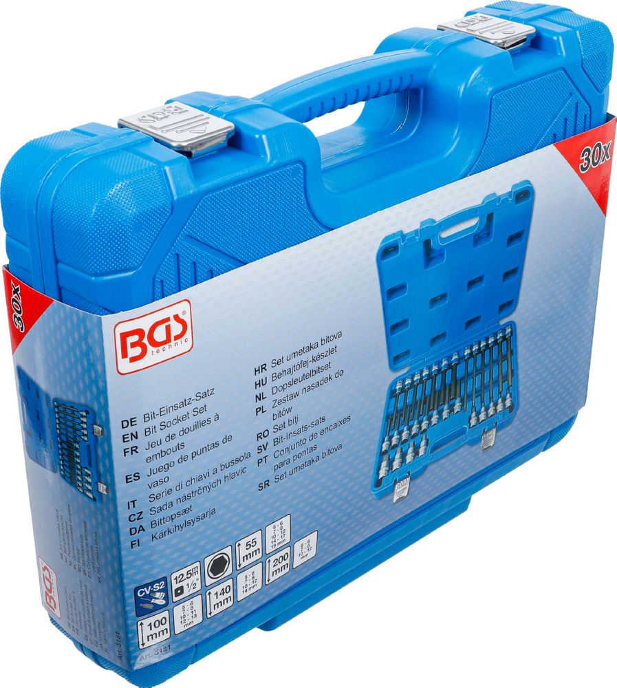 Produktbild BGS Bit Einsatz Satz Antrieb Innenvierkant 12,5 mm Innensechskant 30 teilig bild 6