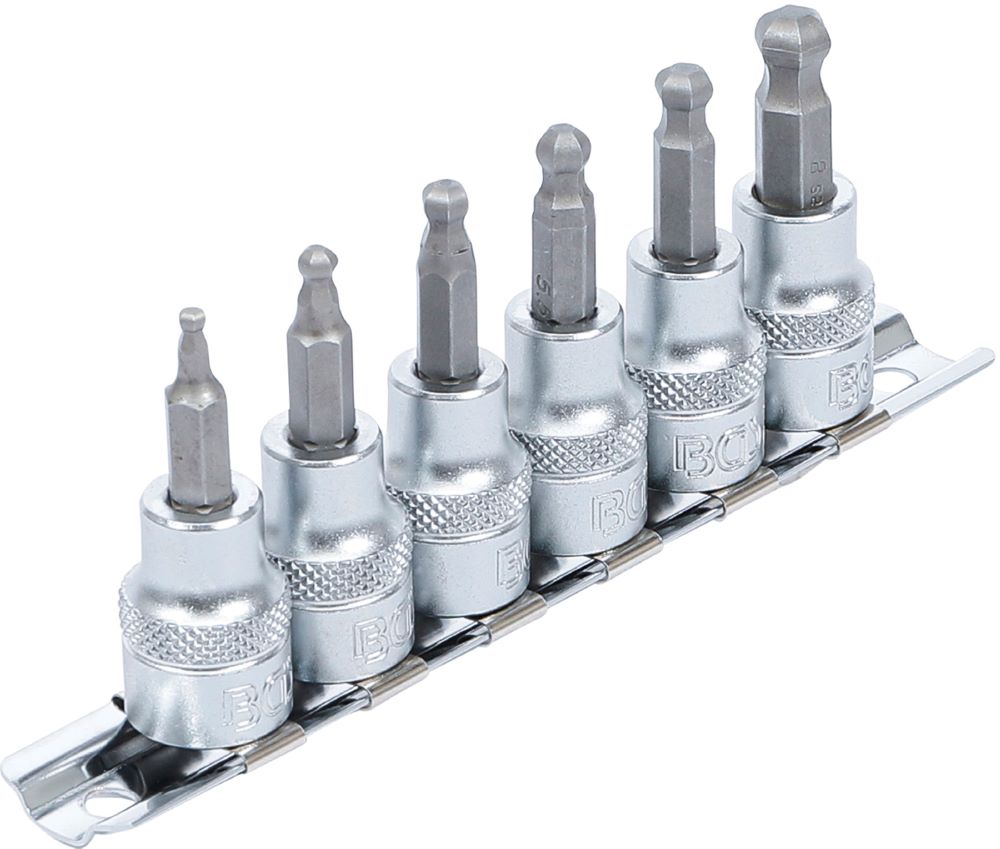 Produktbild Bit Einsatz Satz Innensechskant Kugelkopf 6 teilig Antrieb Innenvierkant 10 mm bild 2