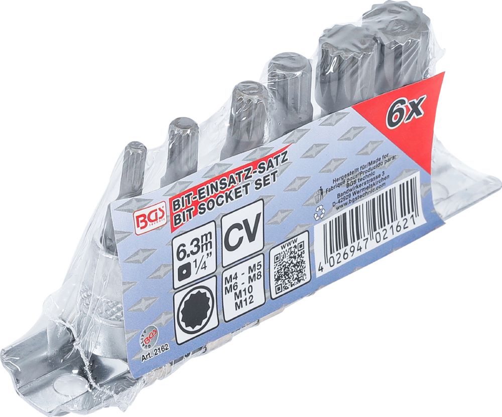 Produktbild Bit Einsatz Satz Innenvielzahn 6 teilig Antrieb Innenvierkant 6,3 mm 1/4 Zoll bild 3