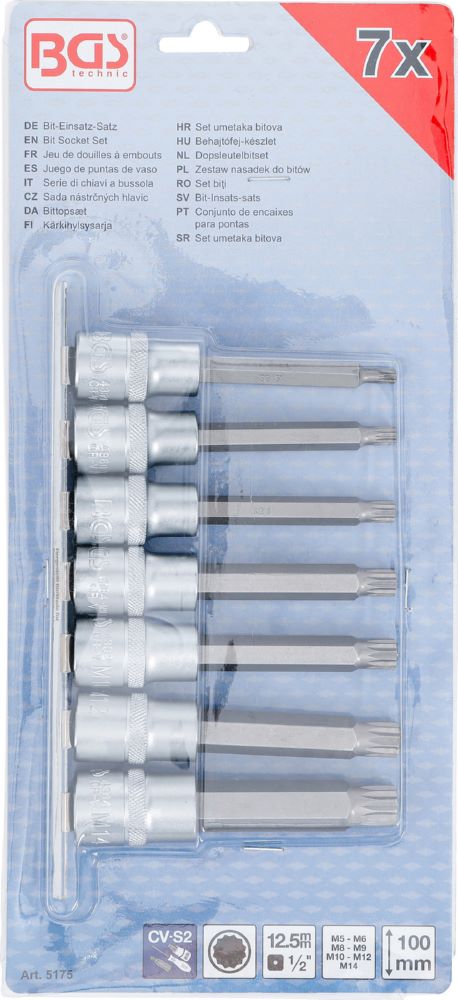 Produktbild Bit Einsatz Satz Innenvielzahn 7 teilig Antrieb Innenvierkant 12,5 mm 1/2 Zoll bild 3