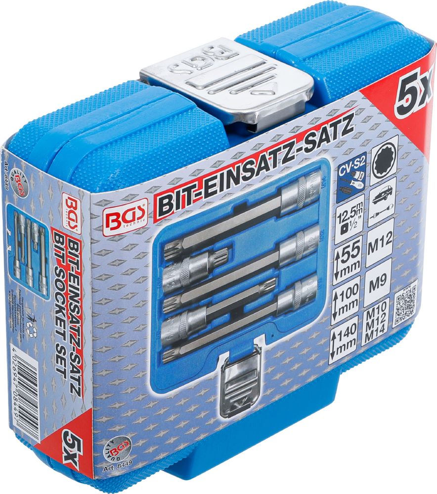 Produktbild Bit Einsatz Satz Innenvielzahn 5 teilig Antrieb Innenvierkant 12,5 mm 1/2 Zoll bild 6