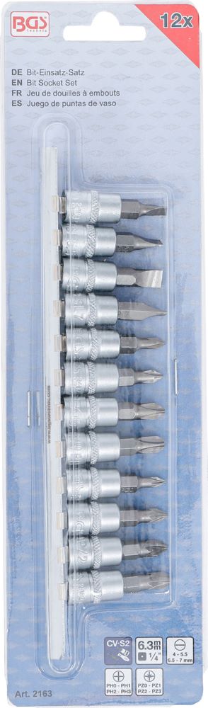 Produktbild Bit Einsatz Satz Antrieb Innenvierkant 1/4 Zoll 12 teilig bild 3