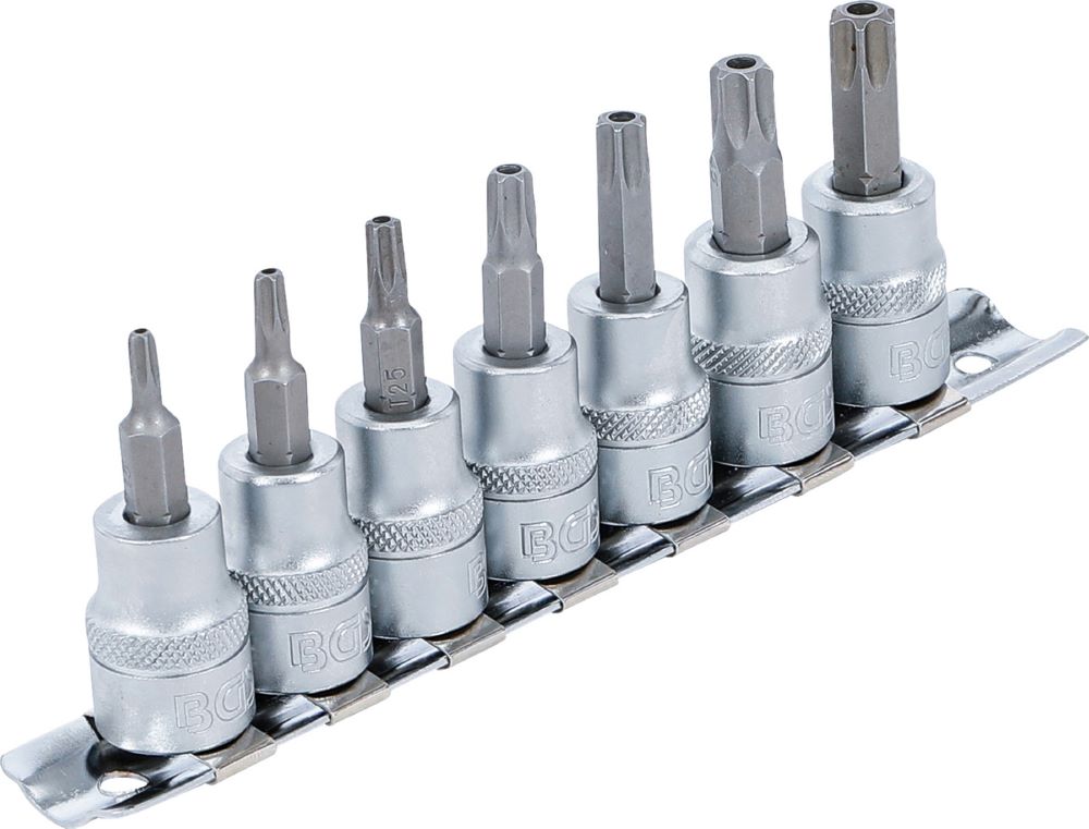 Produktbild Bit Einsatz Satz Antrieb 3/8 Zoll T-Profil Torx mit Bohrung T15-T50 7 teilig bild 2