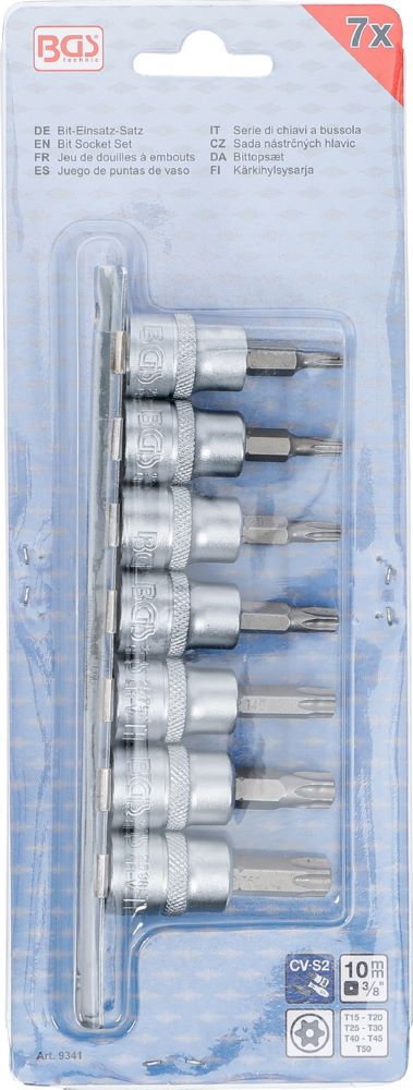 Produktbild Bit Einsatz Satz Antrieb 3/8 Zoll T-Profil Torx mit Bohrung T15-T50 7 teilig bild 3