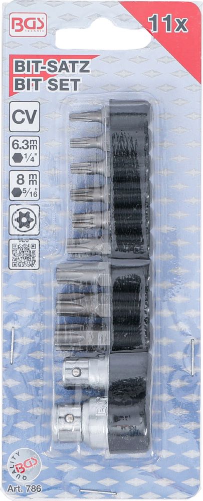 Produktbild Bit Satz Antrieb Außensechskant 1/4 / 3/8 Zoll Torx mit Bohrung 11 teilig bild 3