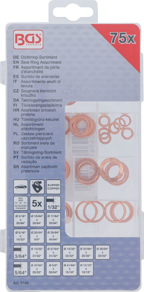 Produktbild Dichtring Sortiment Kupfer Zollgrößen für Öl-Ablassschrauben 75 teilig bild 3