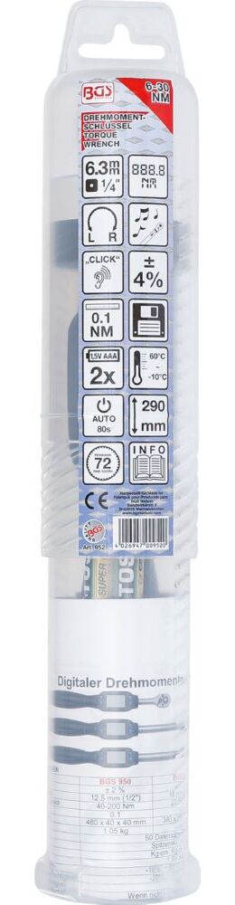 Produktbild BGS Digitaler Drehmomentschlüssel 6 - 30 Nm Abtrieb Außenvierkant 6,3 mm 1/4 Zoll bild 8