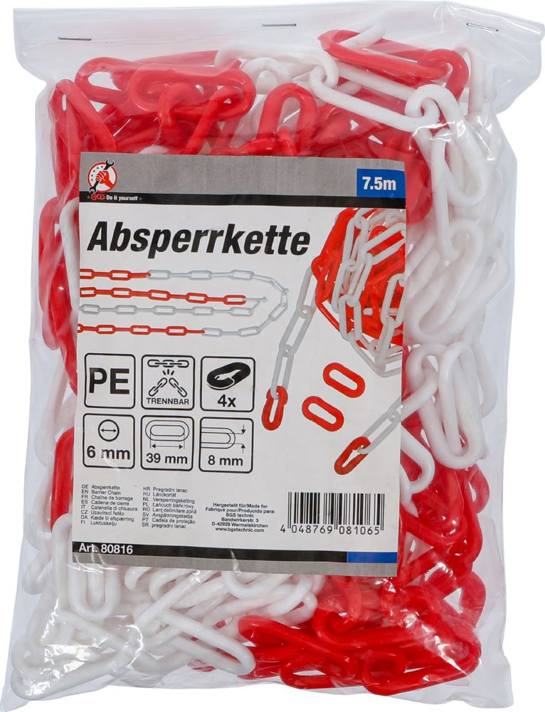 Produktbild Absperrkette rot / weiß 4 Karabiner Kunststoff 7,5 meter bild 4