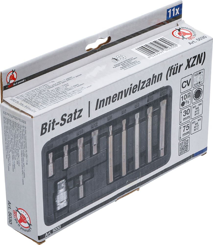 Produktbild Bit Satz Antrieb Außensechskant 3/8 Zoll Innenvielzahn für XZN 11 teilig bild 6