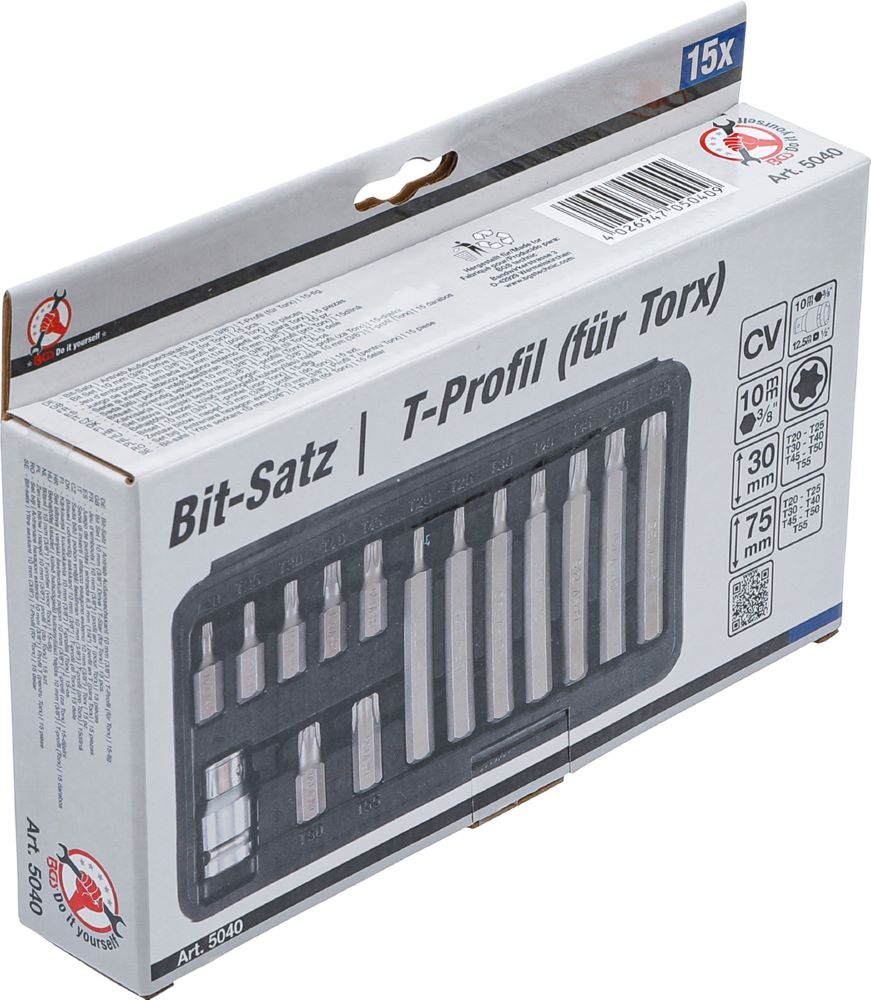 Produktbild Bit Satz Antrieb Außensechskant 3/8 Zoll T-Profil Torx 15 teilig bild 6