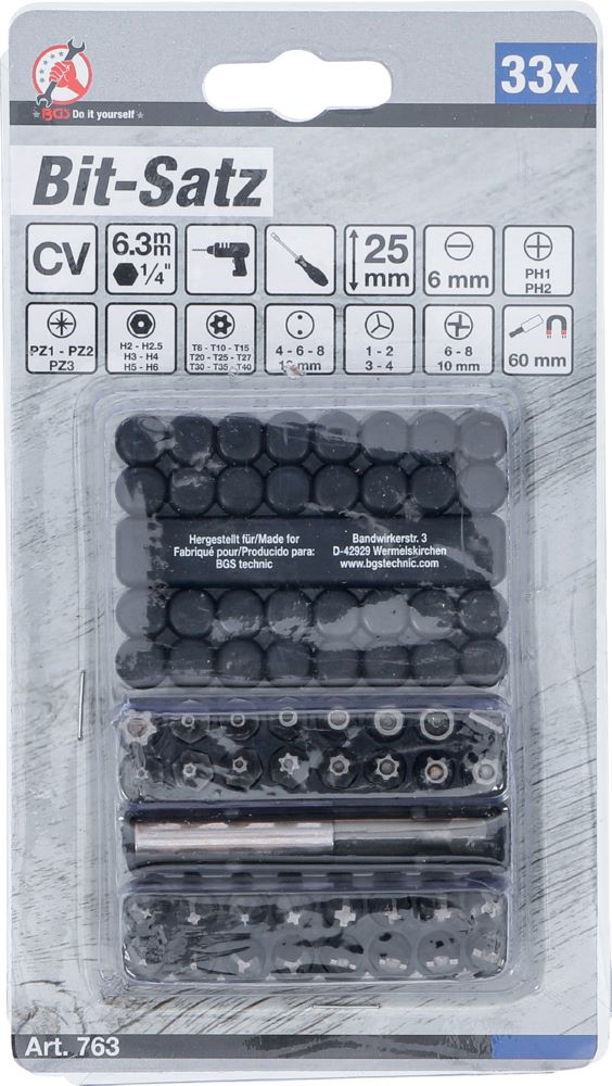 Produktbild Bit Satz kurz Antrieb Außensechskant 1/4 Zoll verschiedene Profile 33 teilig bild 4