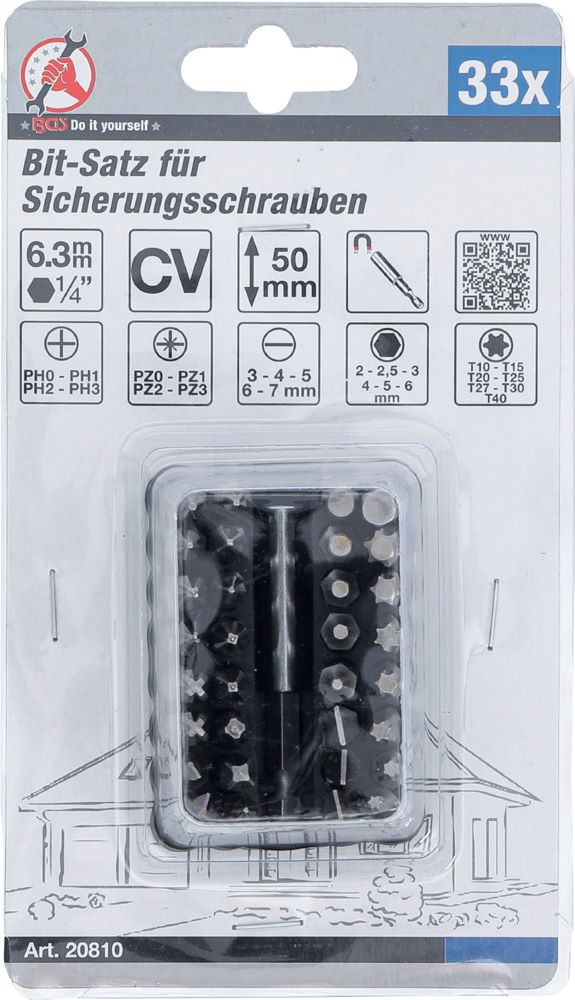Produktbild Bit Satz für Sicherungsschrauben Antrieb Außensechskant 1/4 Zoll 33 teilig bild 3
