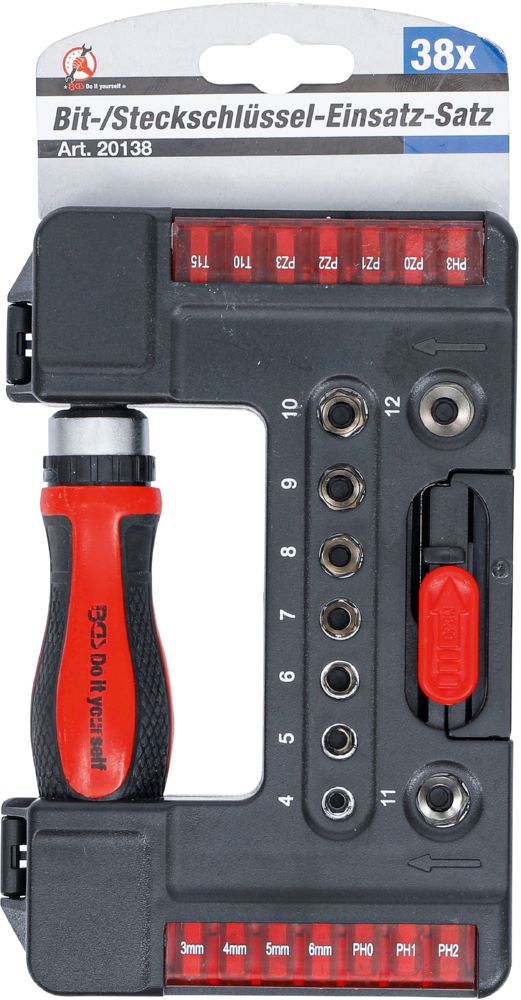 Produktbild Bit-/Steckschlüssel Einsatz Satz mit Ratsche für Bits umschaltbar 38 teilig bild 6