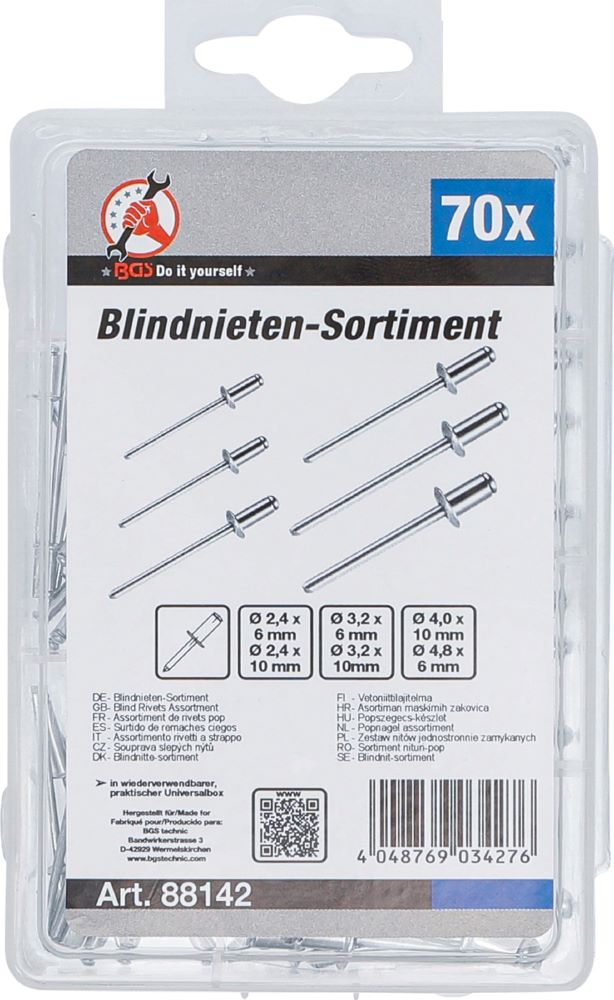Produktbild Blindnieten Sortiment Durchmesser 2,4 - 4,8 mm 70 teilig bild 3