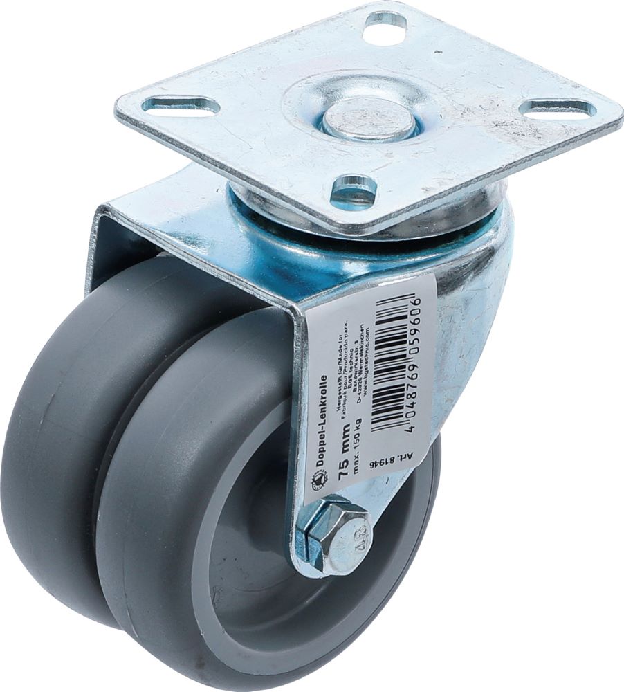 Produktbild BGS Diy Doppel Lenkrolle Durchmesser 75 mm