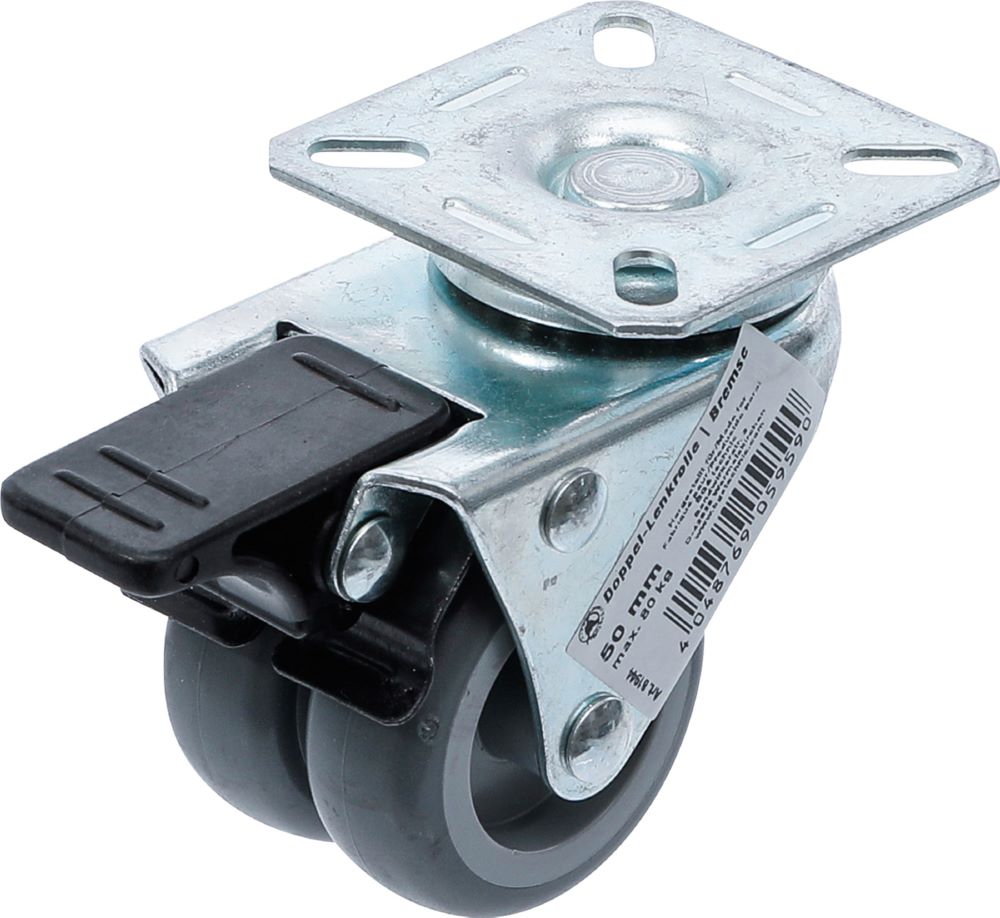 Produktbild BGS Diy Doppel Lenkrolle mit Bremse Durchmesser 50 mm