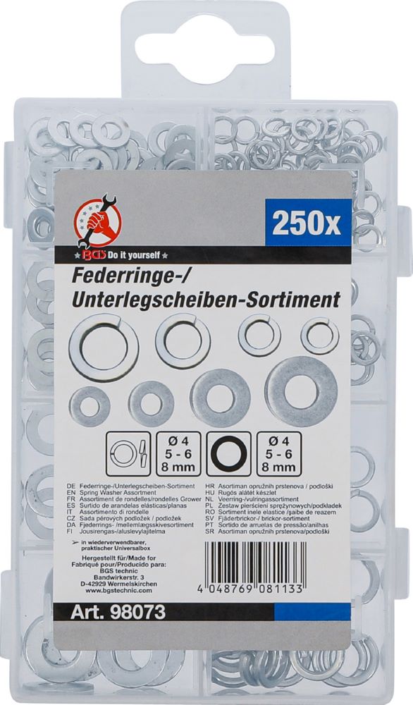 Produktbild Federringe- / Unterlegscheiben Sortiment Durchmesser 4 - 8 mm 250 teilig bild 3