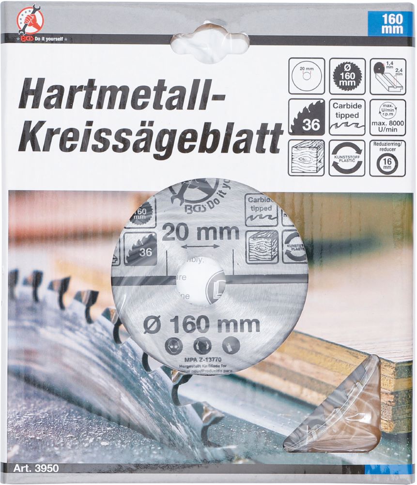 Produktbild Hartmetall Kreissägeblatt Durchmesser 160 x 20 x 2,4 mm 36 Zähne bild 3
