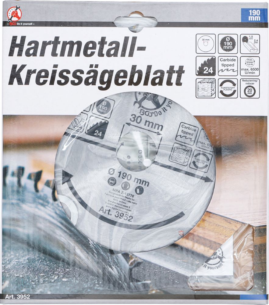 Produktbild Hartmetall Kreissägeblatt Durchmesser 190 x 30 x 2,5 mm 24 Zähne bild 3