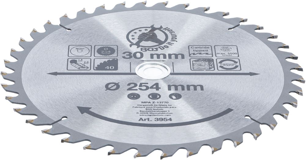 Produktbild Hartmetall Kreissägeblatt Durchmesser 254 x 30 x 3,2 mm 40 Zähne bild 2