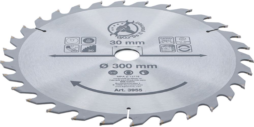 Produktbild Hartmetall Kreissägeblatt Durchmesser 300 x 30 x 3,2 mm 30 Zähne bild 2