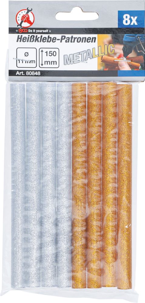 Produktbild BGS Diy Heißklebe Patronen gold-/silber-metallic Durchmesser 11 mm 150 mm 8 teilig bild 3