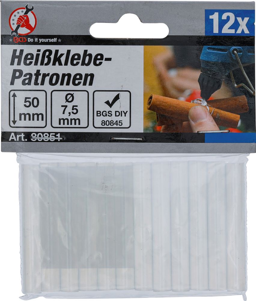 Produktbild BGS Diy Heißklebe Patronen transparent Durchmesser 7,5 mm 50 mm 12 teilig bild 3