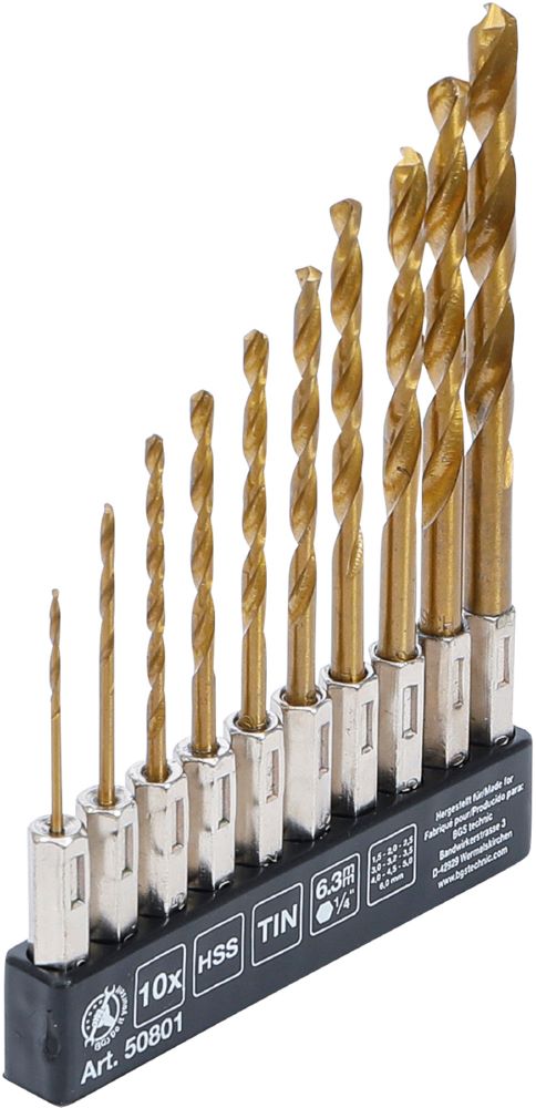 Produktbild BGS Diy HSS Bohrer Satz titan-nitriert 1,5 - 6 mm 10 teilig bild 1