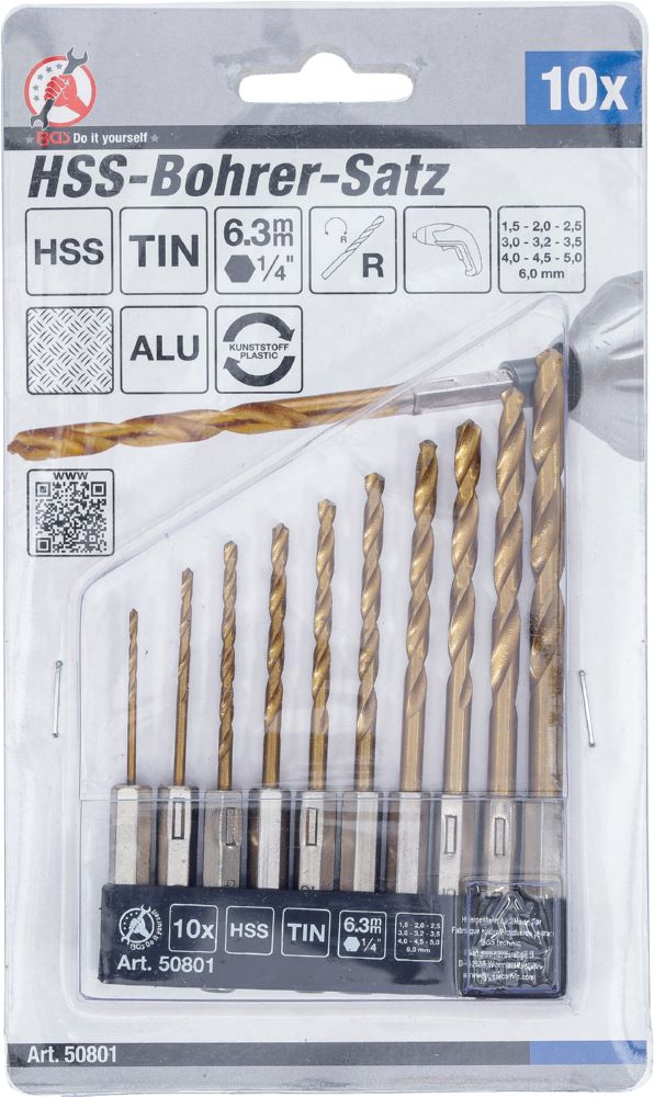 Produktbild BGS Diy HSS Bohrer Satz titan-nitriert 1,5 - 6 mm 10 teilig bild 3