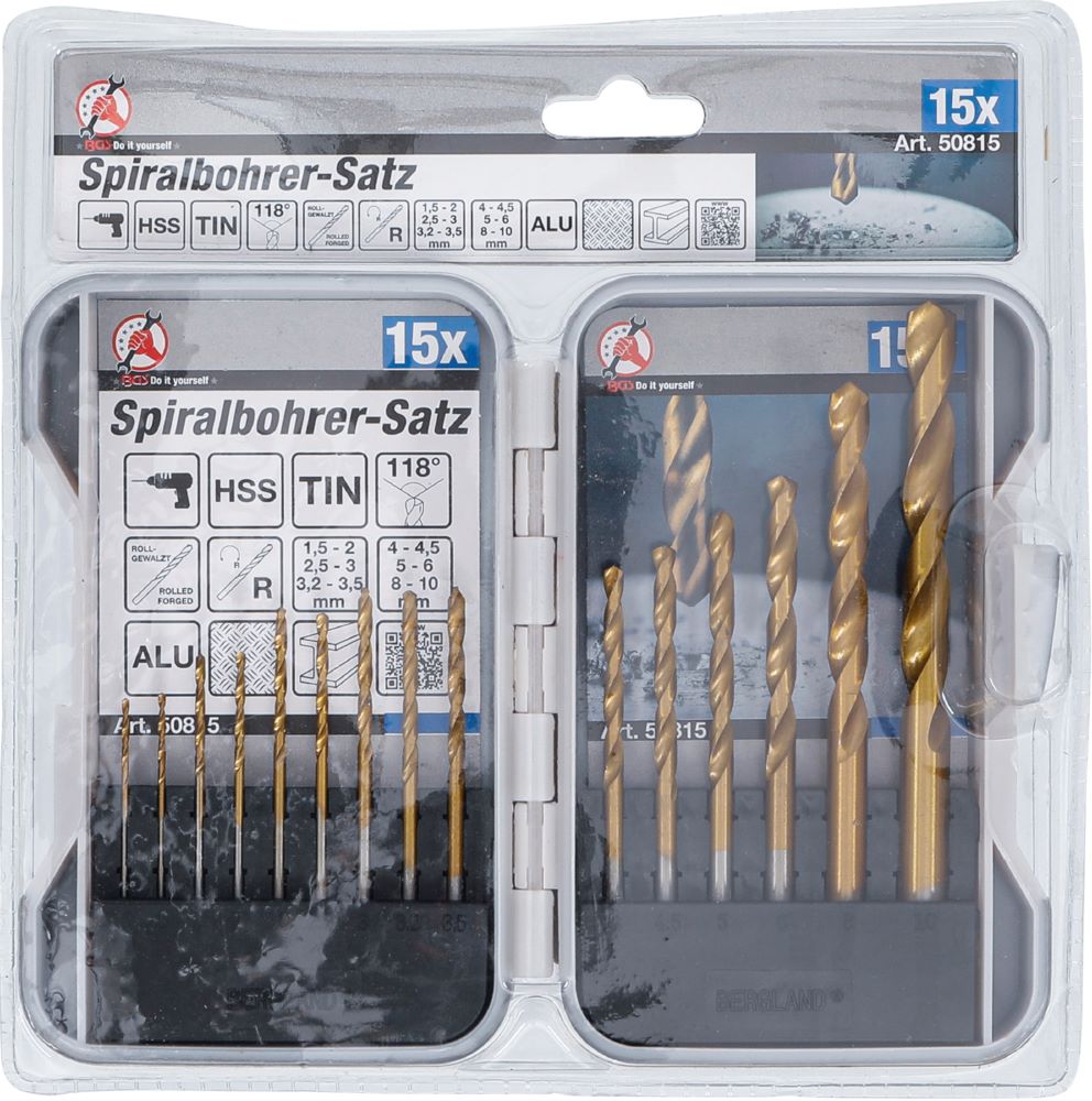 Produktbild BGS Diy HSS Spiralbohrer Satz titan-nitriert 1,5 - 10 mm 15 teilig bild 3