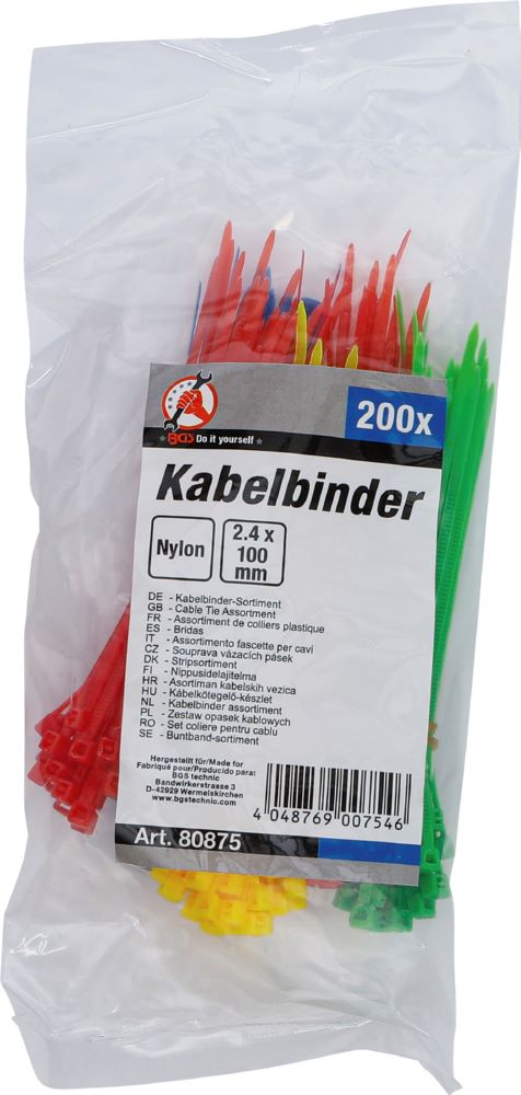 Produktbild Kabelbinder Sortiment farbig 2,4 x 100 mm 200 teilig bild 3