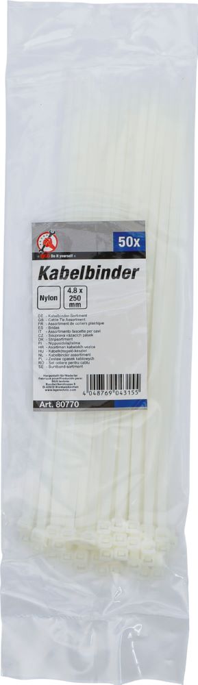Produktbild Kabelbinder Sortiment weiß 4,8 x 250 mm 50 teilig bild 3