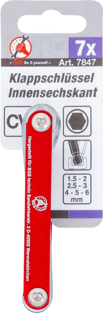 Produktbild BGS Diy Klappschlüssel Innensechskant mit Kugelkopf 1,5 - 6 mm 7 teilig bild 4